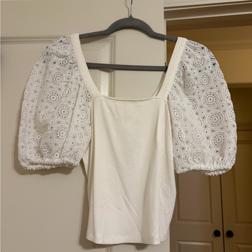 Heartloom Ivory Lace Puff Sleeve Blouse